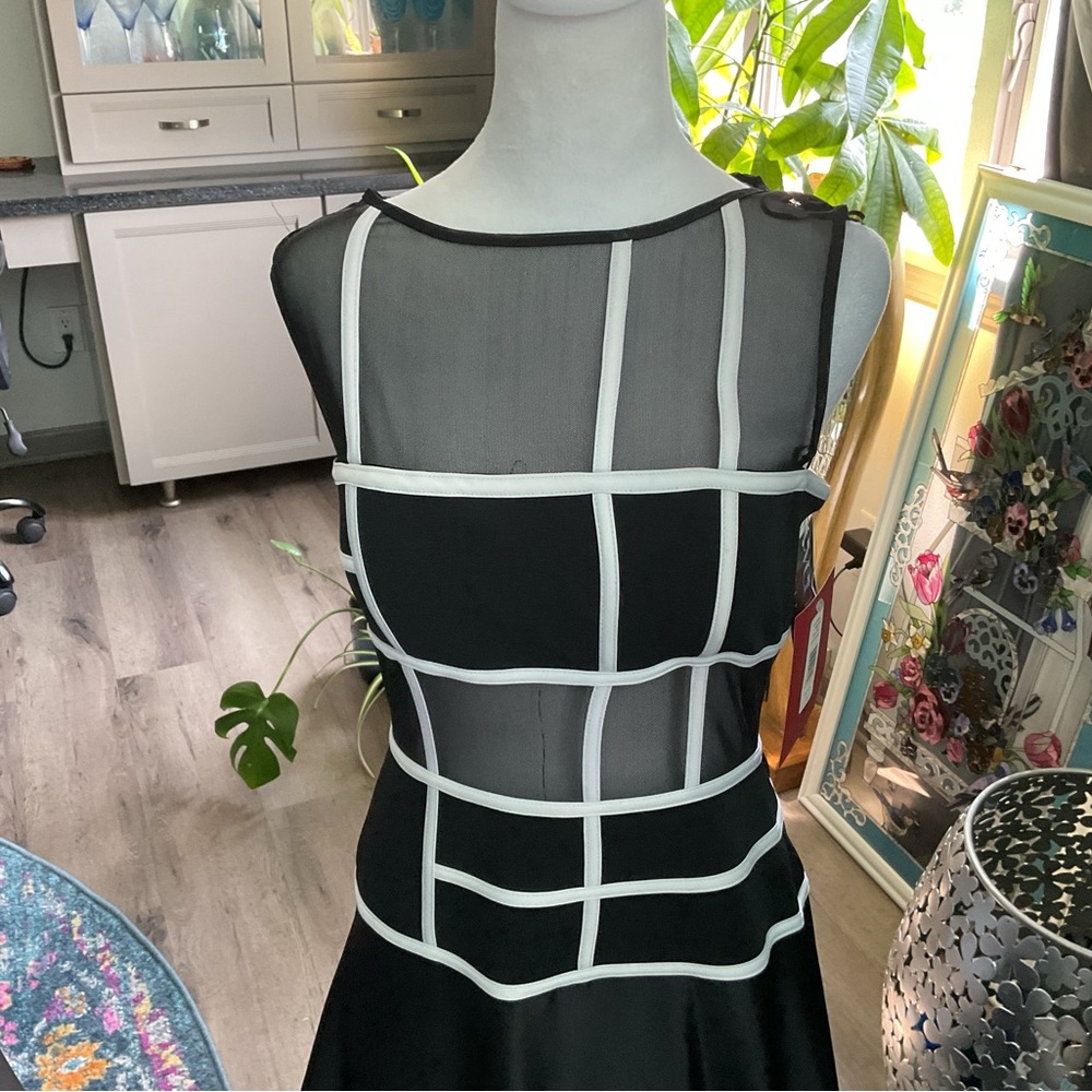 JS Collections Black and White Grid Dress - Picture 3 of 7
